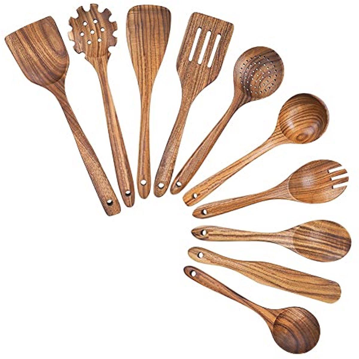 Teakhouten Kookgerei Set met Houten Spatel