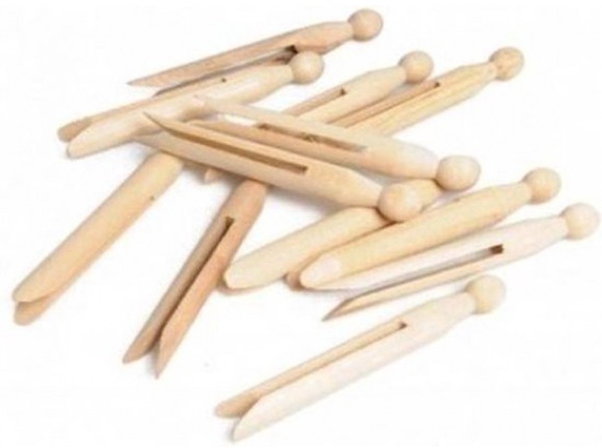 Houten ronde wasknijpers 16 st
