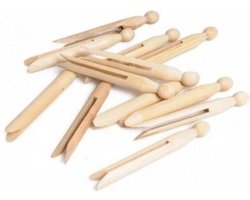 Houten ronde wasknijpers 16 st