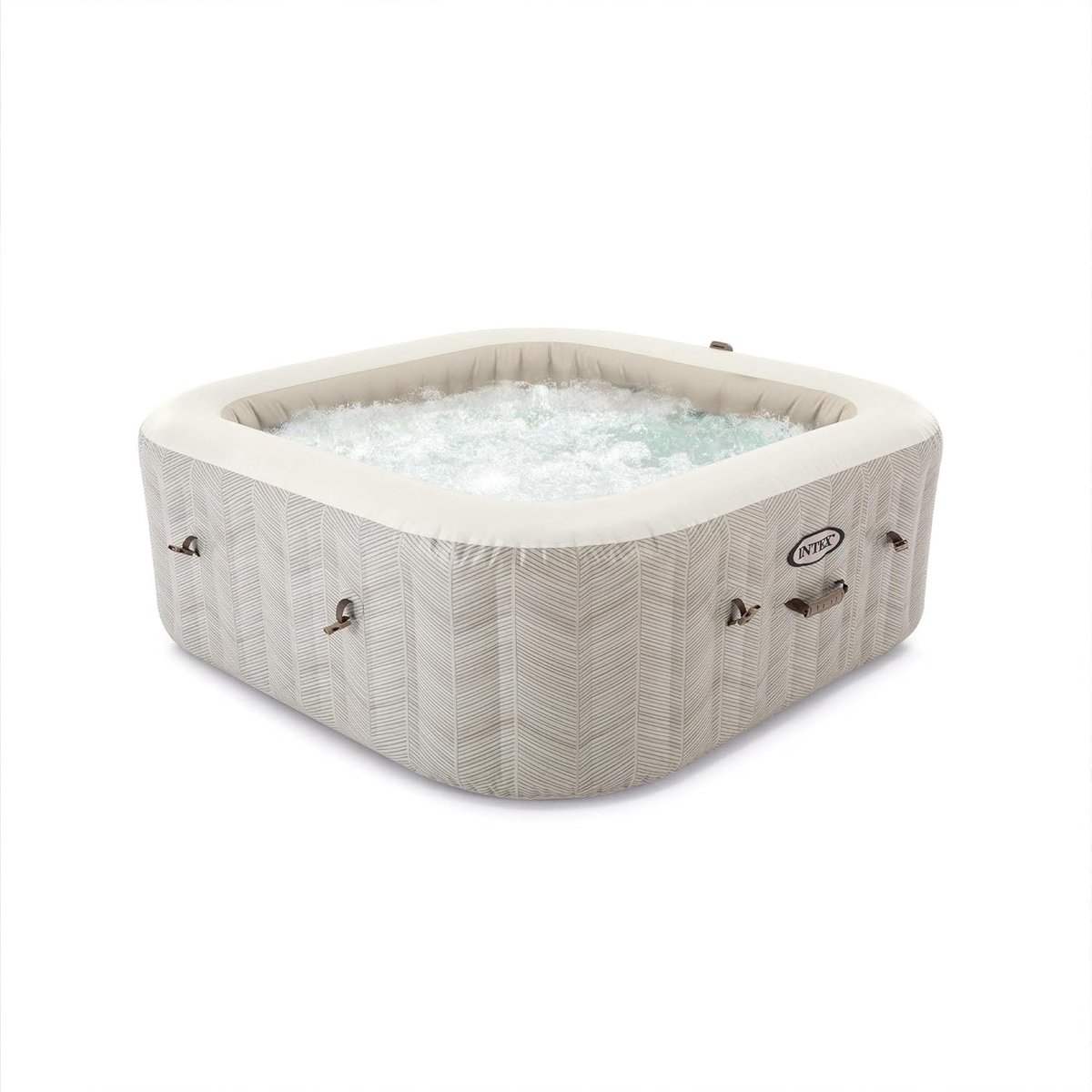 Opblaasbare Jacuzzi Bubbelbad – Luxury PureSpa Chevron Deluxe 6-Persoons – 170 Jets – 196x196x71 cm – Verwarming 40°C – Sterk PVC – Industriële Kwaliteit – Industrial Home