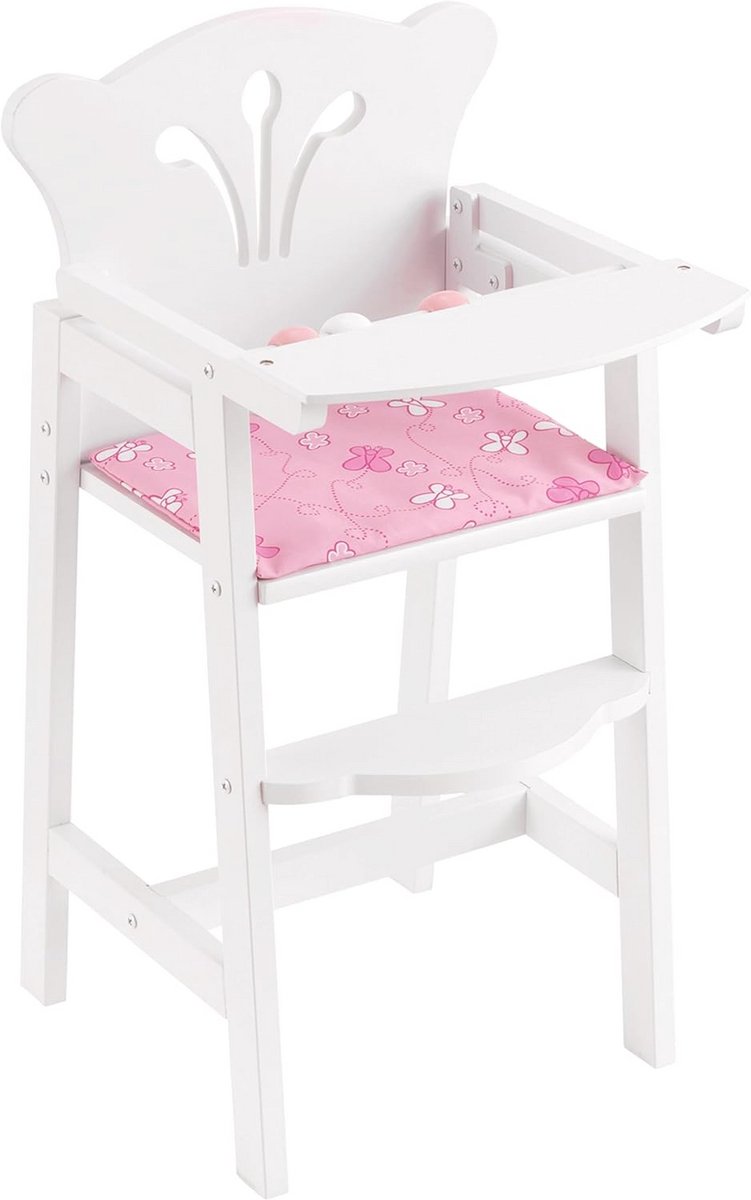 Elegante houten kinderstoel voor poppen - wit en roze - meubelaccessoire voor poppen van 45 cm