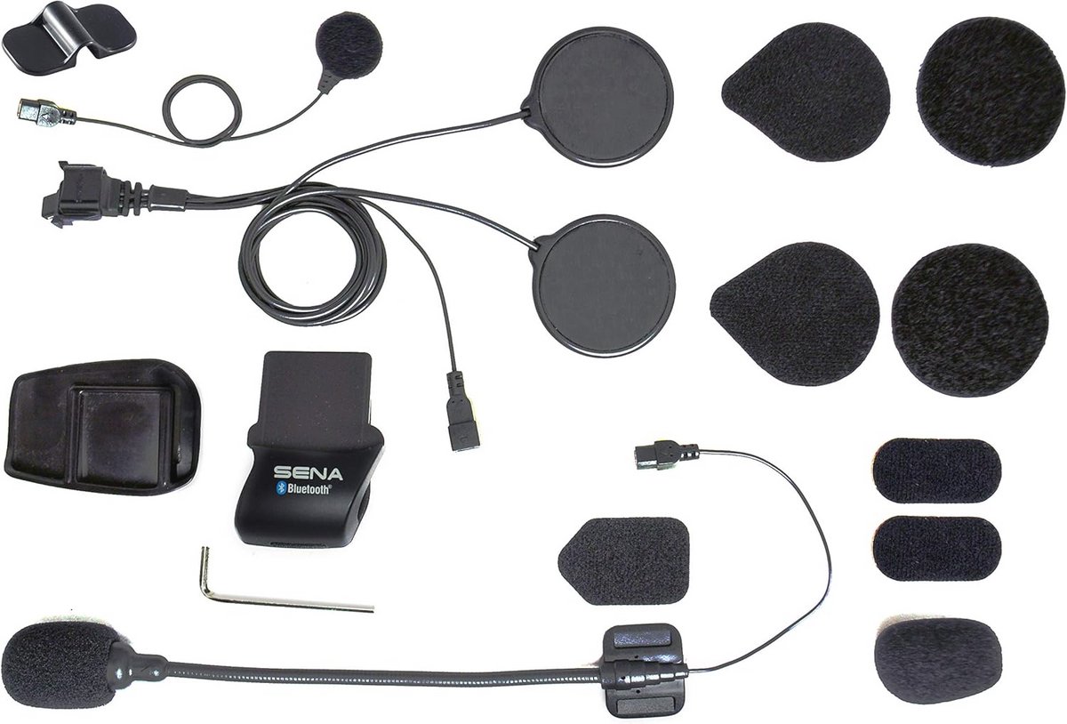 Helmklemmenset voor Bluetooth stereo headset en intercom