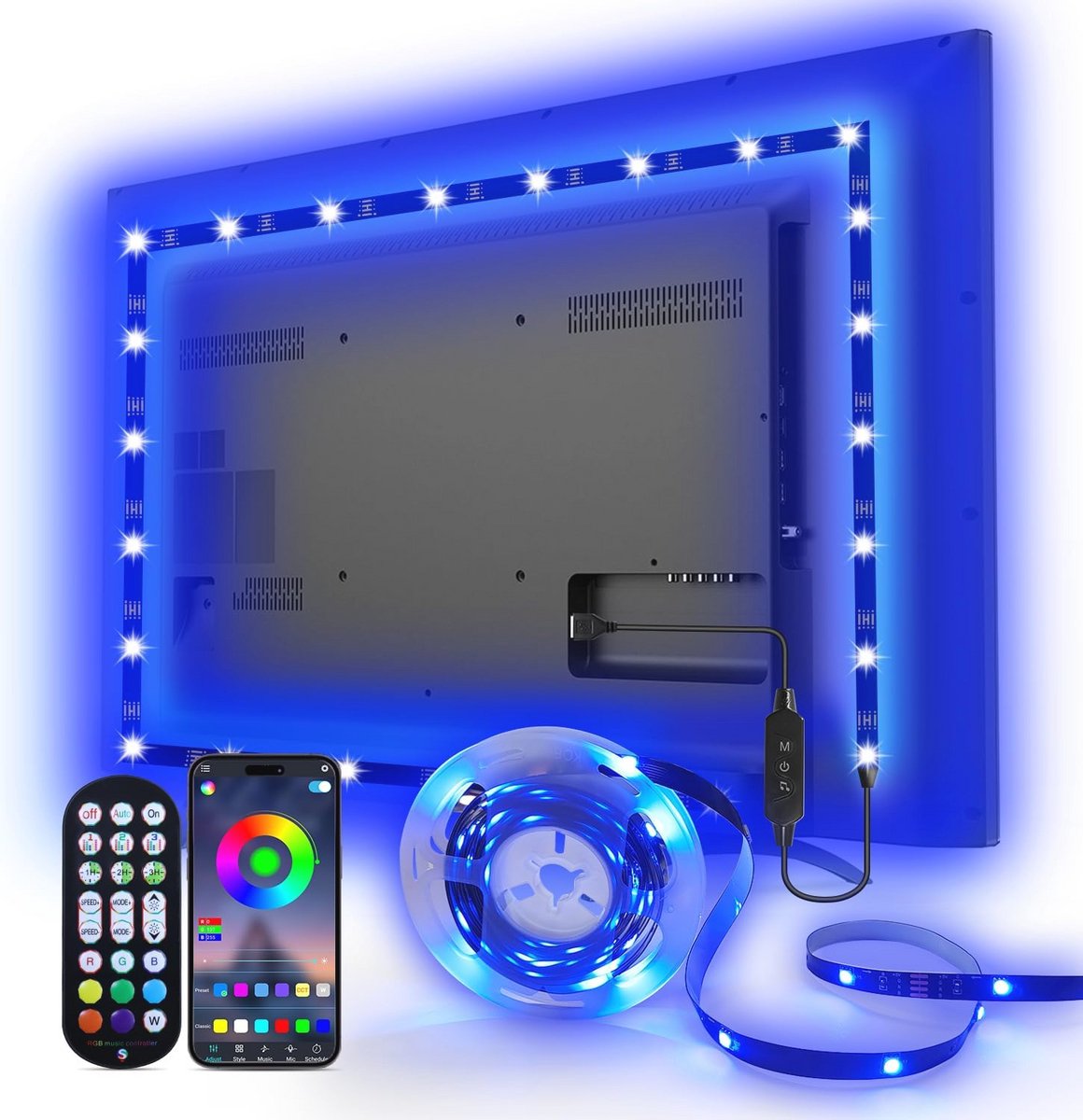 LED TV Backlights 10ft USB Powered TV Verlichting voor 32-60 inch RGB Kleur Veranderende LED Strip Lights met Afstandsbediening en Muziek Sync