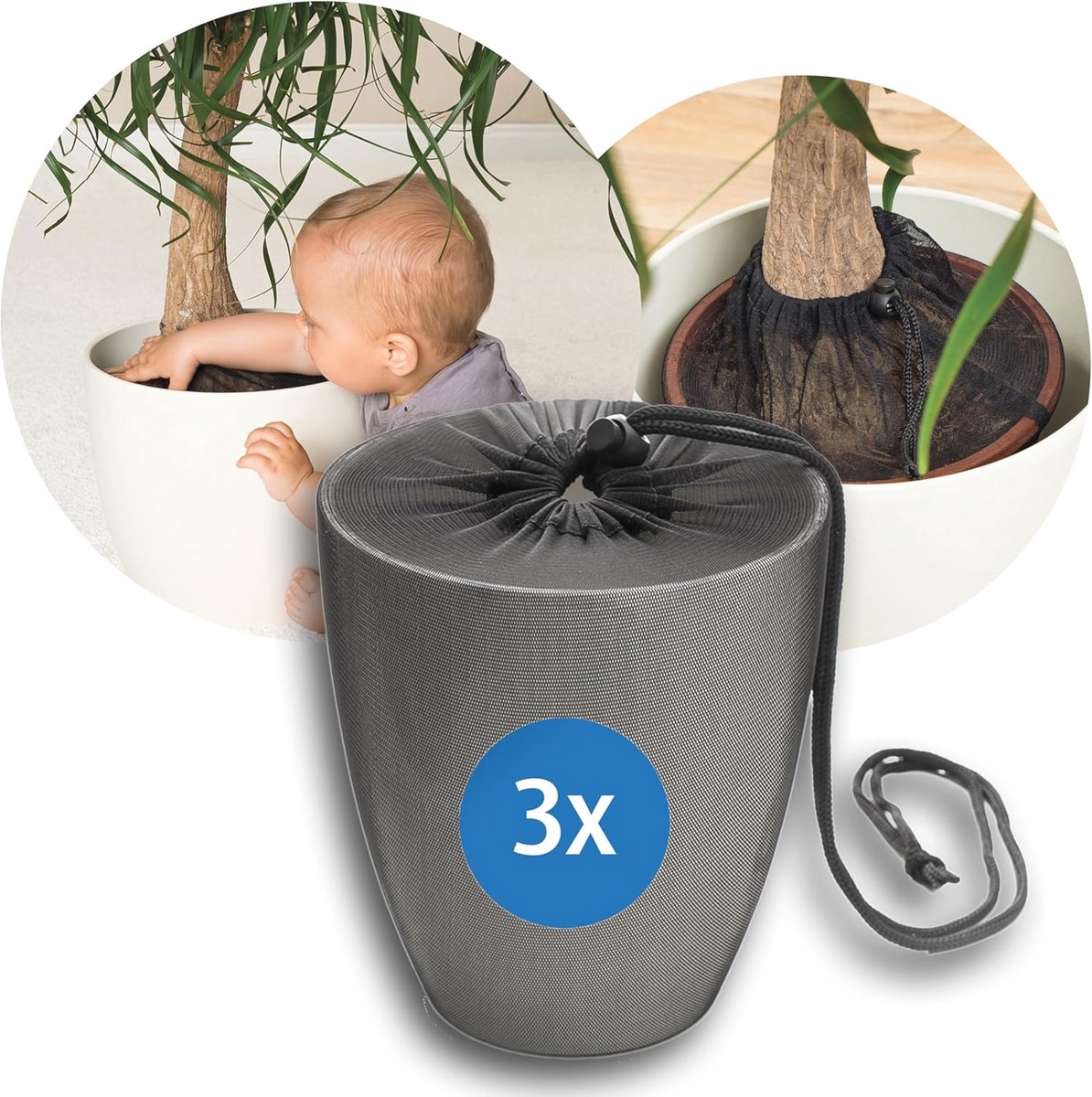 Plantenbeschermingsnet voor bloempotten tot 30 cm - 3 stuks