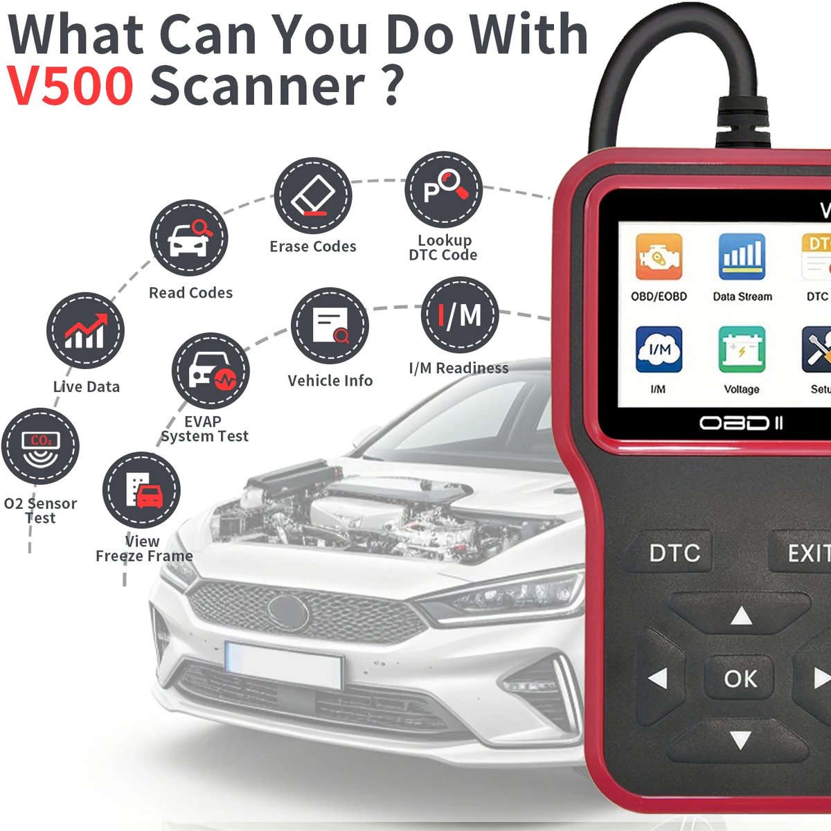 OBD2-scanner V500/V519 - Codelezer & Accuspanningcontrole - Snelresultaat in 10s thumbnail 2