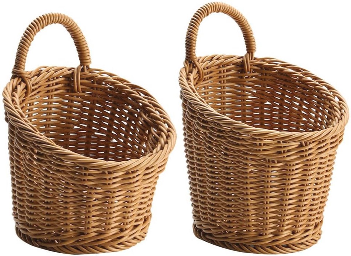 2 Stuks Hangende Opbergmanden voor Uien & Knoflook - Rotan Keuken Organizer