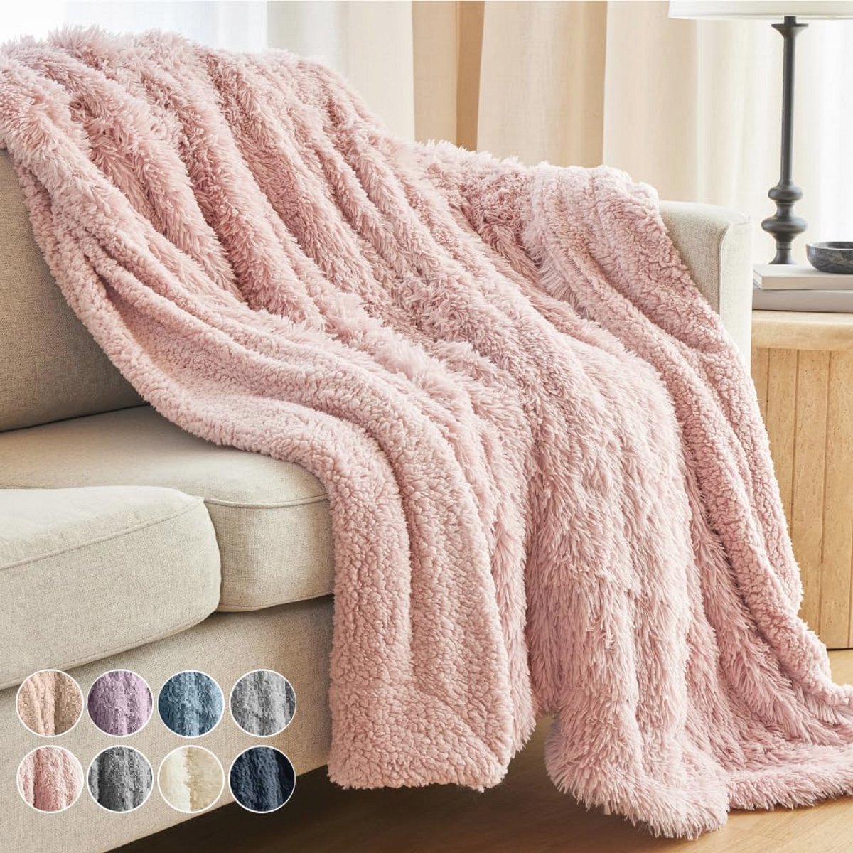 Zachte Pluche Omkeerbare Shag en Sherpa Sierdeken - Warme Dikke Plaids voor Bed en Sofa - Comfortabel Wasbaar Beddengoed