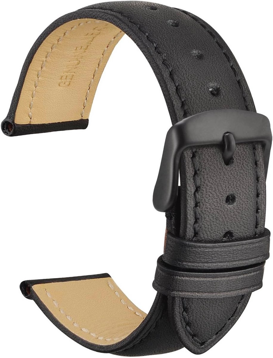 Vintage Leren Horlogeband met Zwarte Gesp - Vervangende Armbanden 18mm tot 24mm