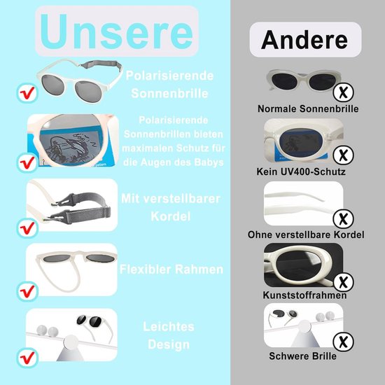 Babyzonnebril met 100% UV-bescherming voor pasgeborenen - Verstelbare riem en brillenbox — afbeelding 4