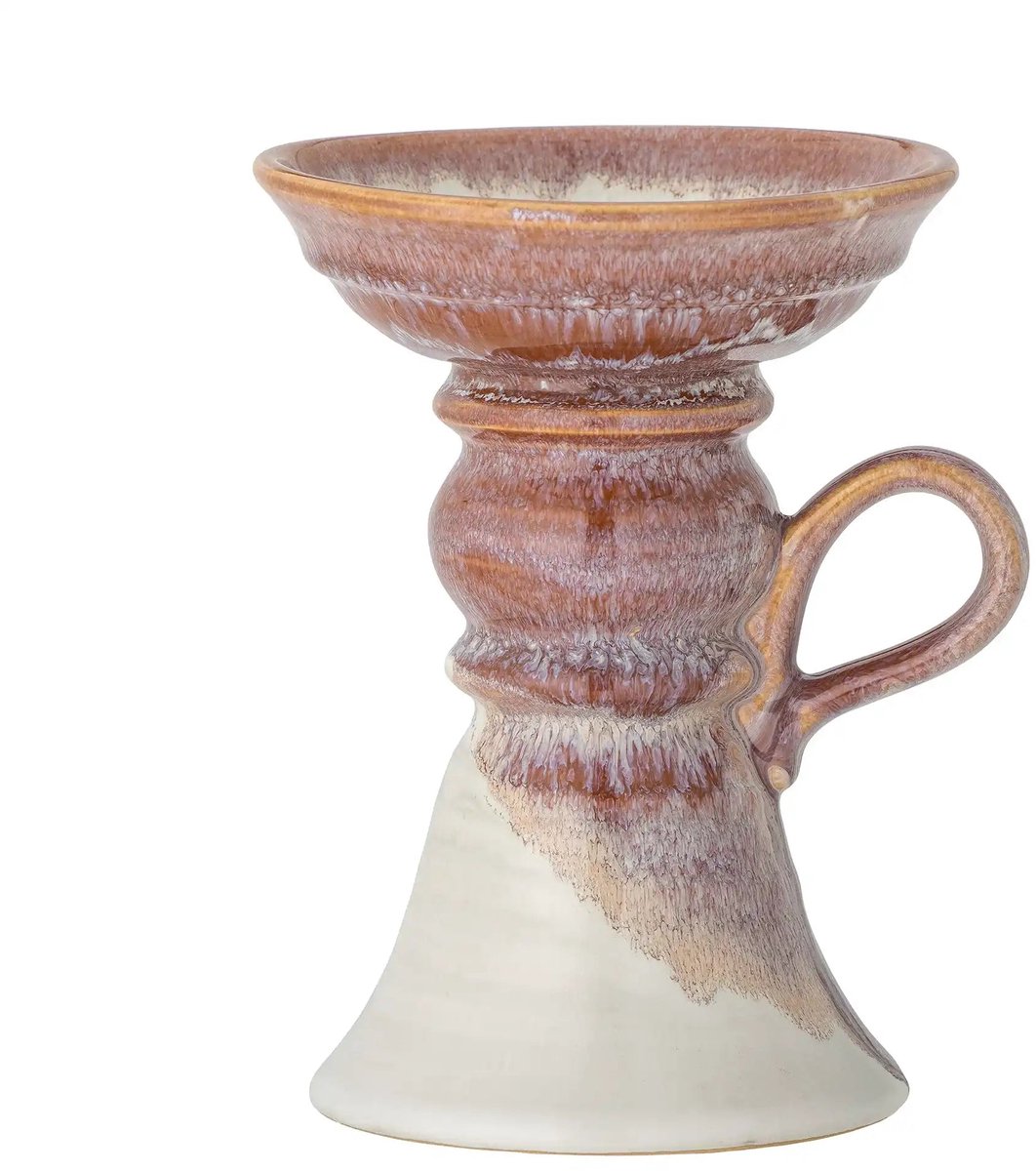 Kandelaar aardewerk roze Soreyah 19cm