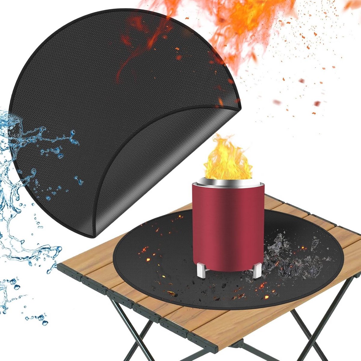 Vuurvertragend Tapijt - Ronde Haardmat en Grillmat voor Buiten en Binnen - 45,7 cm