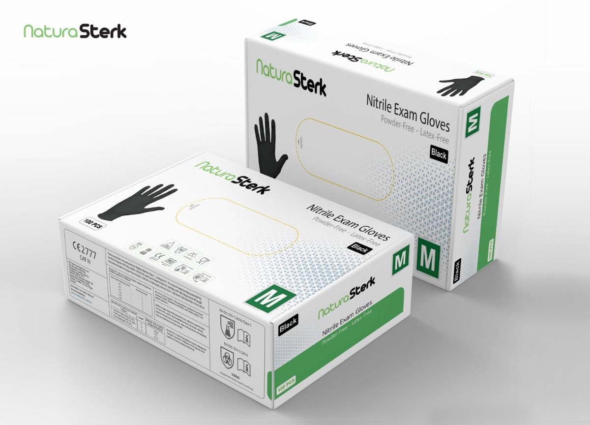 NaturaSterk Wegwerp Handschoenen - Nitril Handschoenen Maat XL - 3.5 g - 100 Stuks - Poedervrij - Latex vrij - Niet Steriel - Zwart
