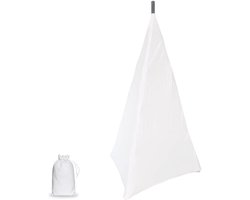 Witte Speaker Stand Cover voor Driehoekige Statief - Rekbare Spandex Bescherming voor Bruiloften en Evenementen