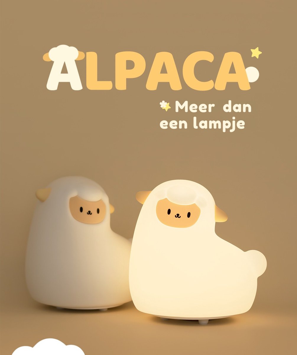 Heppie® Alpaca Lamp - Nachtlampje voor Kinderen & Baby - Siliconen - Lampje Slaapkamer - Knijplampje - Touch lamp - Kraamcadeau - Babyshower - Bang - Donker - Stressbal - Baby Cadeau - Melamine & BPA-vrij - Geboorte Cadeau - Lampje - Schaap - Lama – foto 7