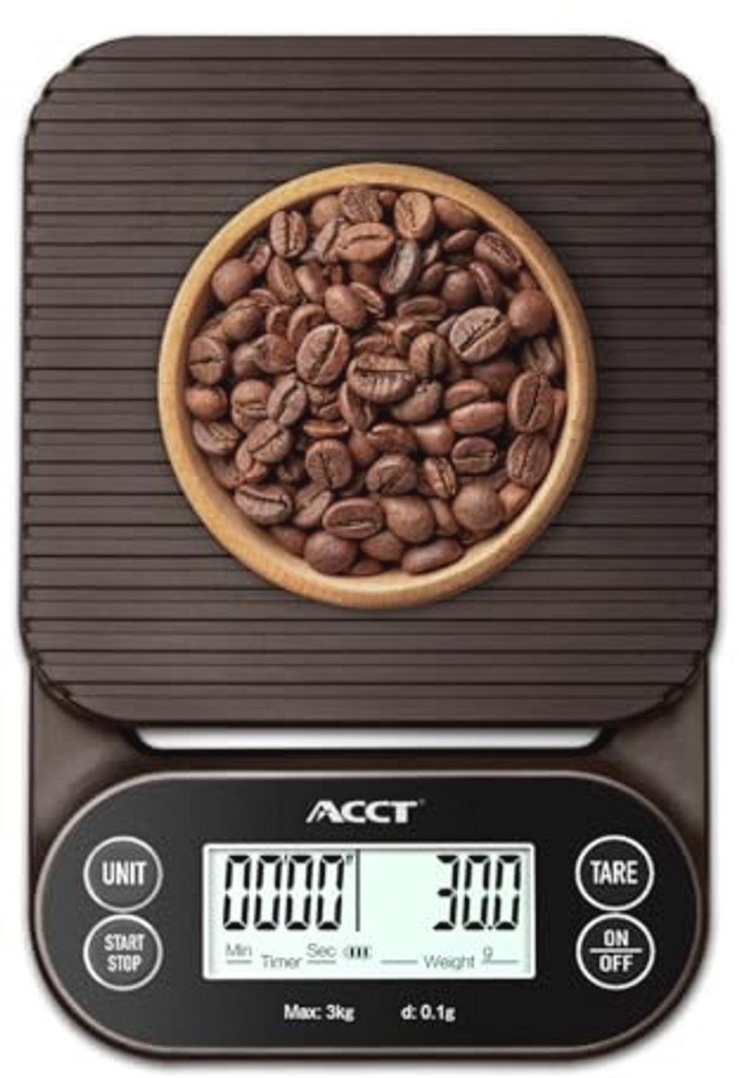 Koffieweegschaal met Timer - 3 kg/0,1 g Precisieweegschaal voor Espresso en Keuken