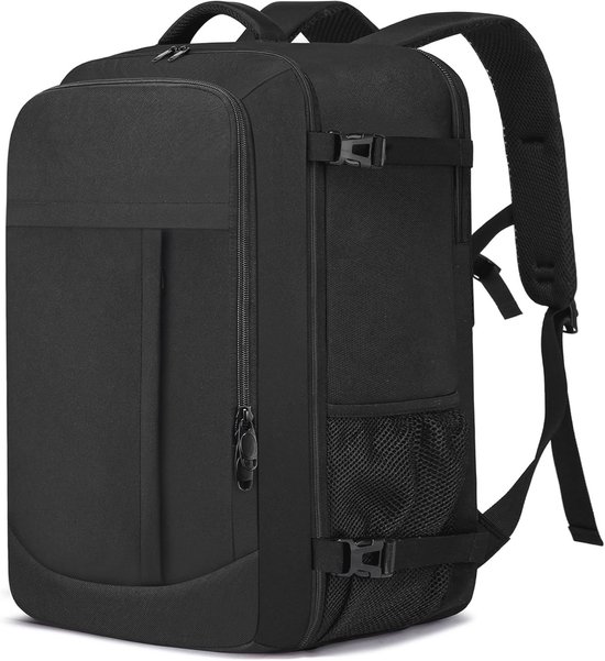 Taygeer handbagage rugzak 55x40x20, reisrugzak handbagage vliegtuig heren, 44L grote laptoprugzak 18,4 inch, waterafstotende reisrugzak voor Lufthansa Ryanair, zwart
