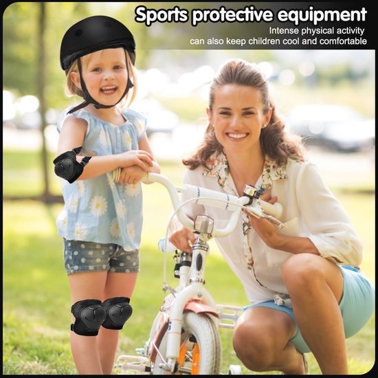 Set 3x2 beschermers voor kinderen voor rolschaatsen, steppen en skaten PLAY zwart