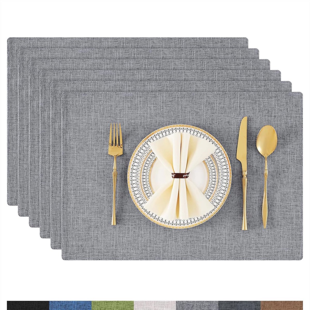Afwasbare Hittebestendige Dubbelzijdige Placemats - Antislip en Stof, Donkergrijs