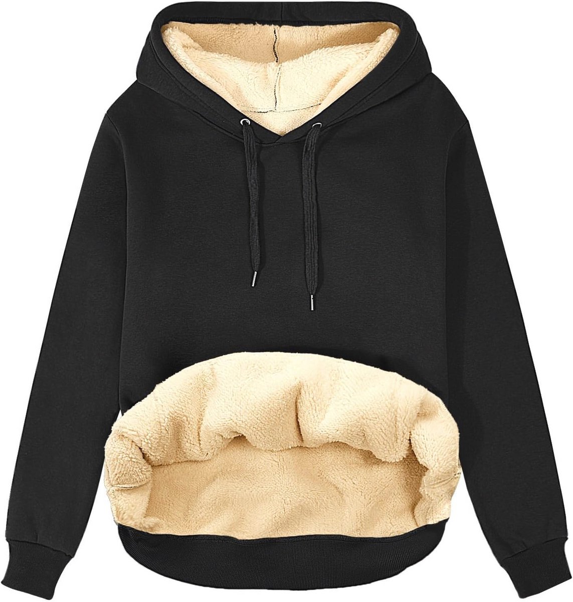 Dames Fleece Gevoerde Hoodie voor Winter - Casual Oversized Sweatshirt met Warme Zakken