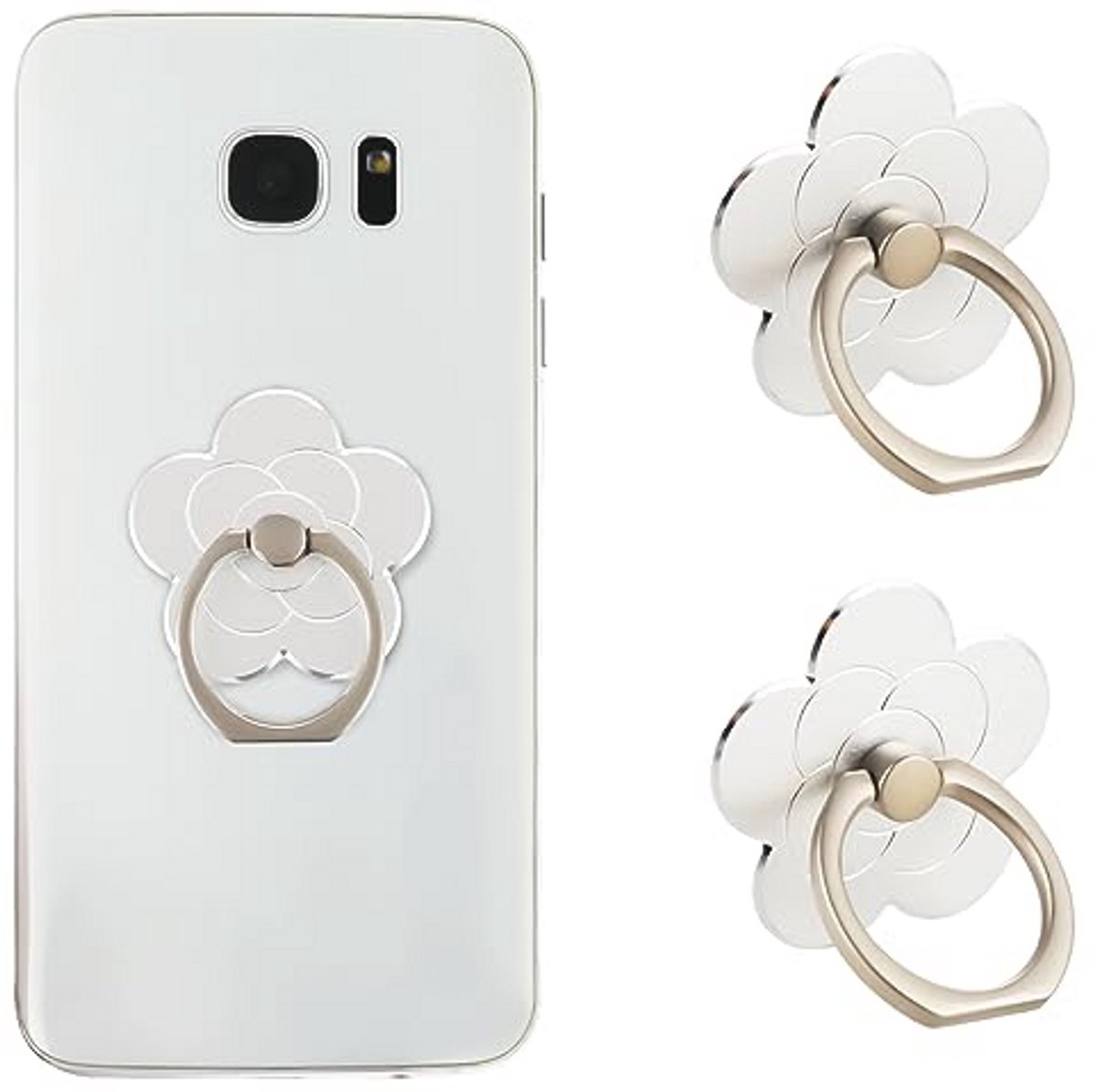 Telefoon Ringhouder Stand - 2 Stuks - Bloem Motief - Universele Accessoires voor Smartphones