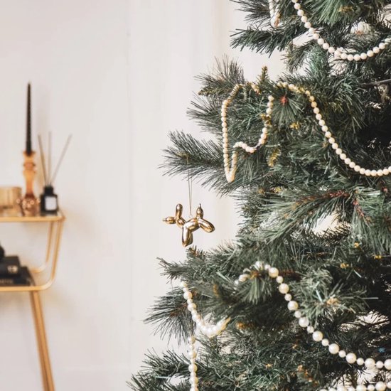 Housevitamin - 2 pièces - Boule de Noël Chien Ballon - 6,5 x 3 x 6 cm - Or - Pendentif sapin de Noël.