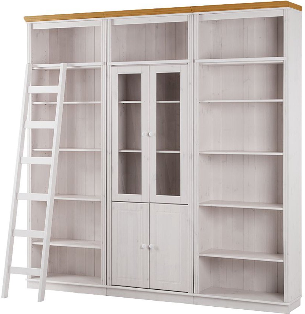 Notio Living Anita- Boekenkast in klassiek landhuisdesign van grenenhoutD WH Wit