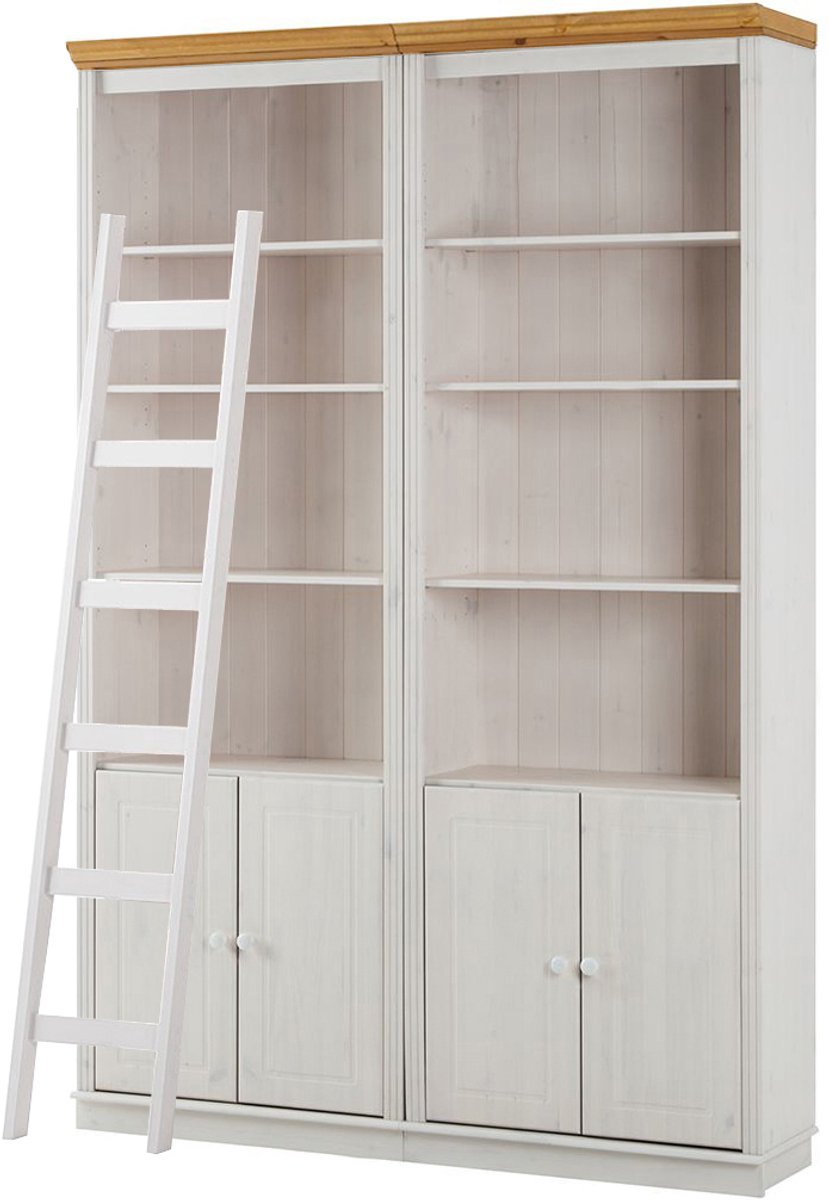 Notio Living Anita- Boekenkast in klassiek landhuisdesign van grenenhoutG WH Wit honig