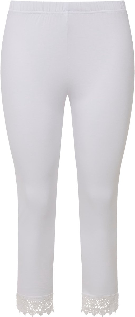 Ulla Popken - Dames - 7/8-leggings zoomkant biologische katoen - Sneeuwwit - Maat 50+