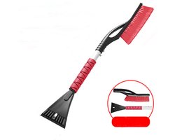2-in-1 Ijskrabber met Borstel voor Auto - 27-inch Raamkrabber - Ontdooier - – Sneeuwborstel met Raamkrabber en Ontdooier - Ontdooitool voor Winterruiten, Sneeuw en IJs Verwijderen - Rood