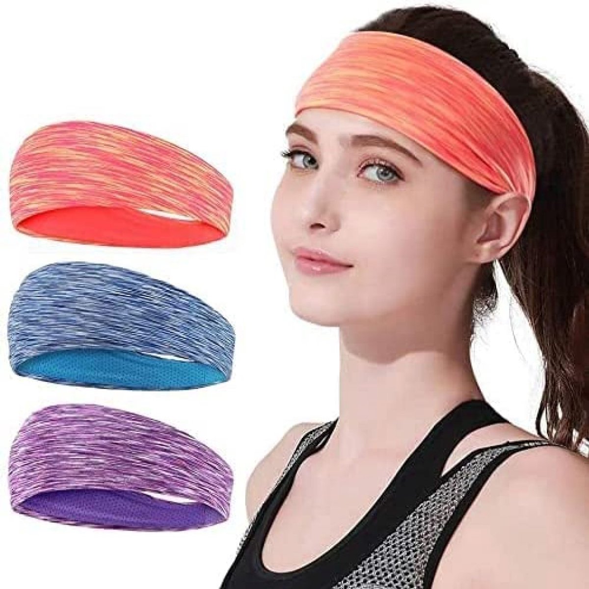 Sporthoofdband, 3-pack, zweetband, antislip hoofdband