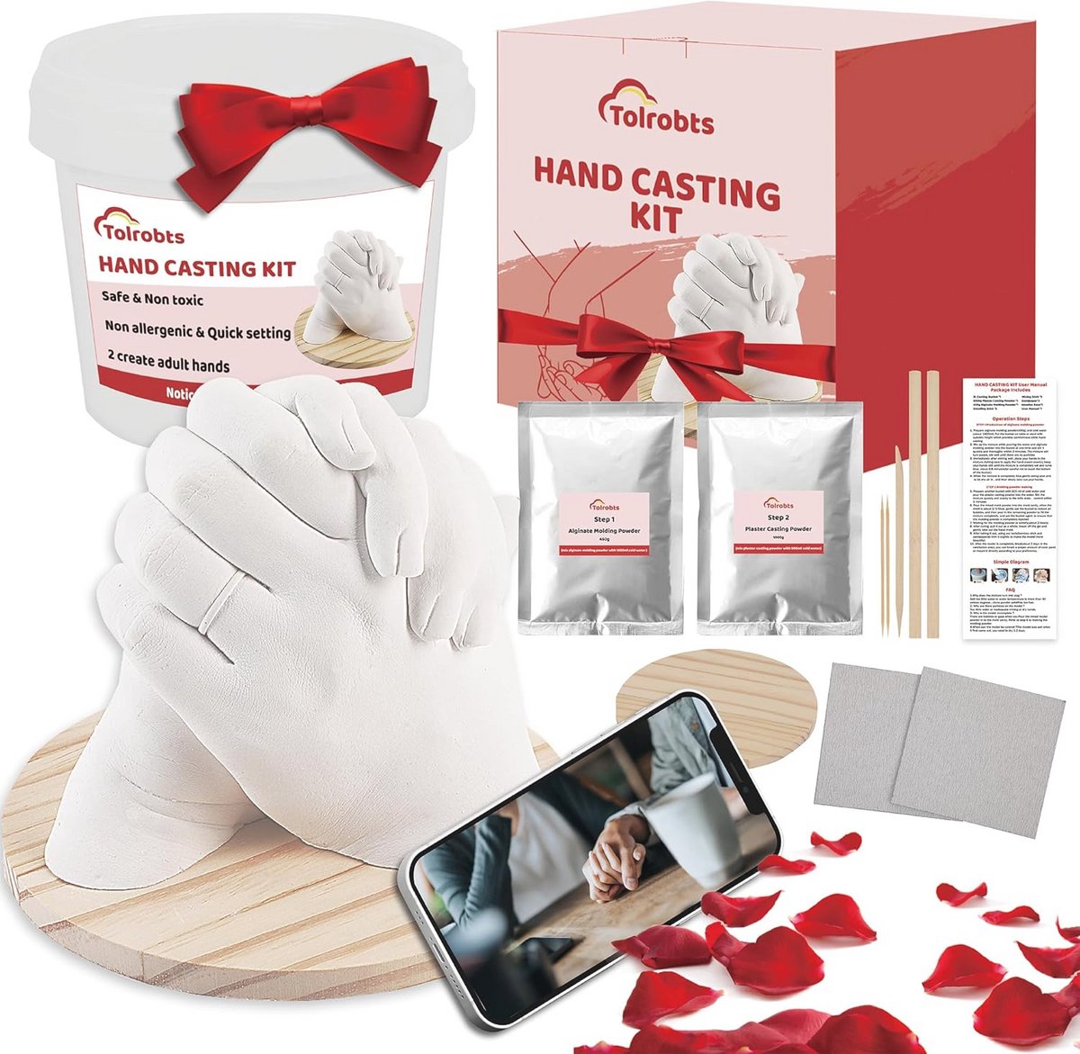 Gips Handafdrukset voor Koppels - Romantische Cadeau voor Jubileum, Bruiloft en Valentijnsdag
