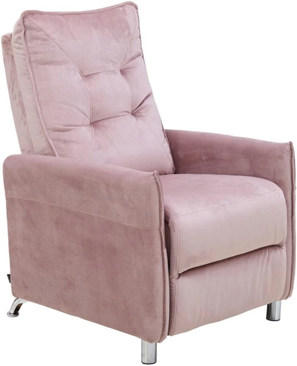 Comfortabele Fluwelen Relaxstoel met Handmatige Rugleuning - Roze