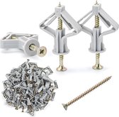 Set van 50 gipsplaatpluggen en schroeven, heavy duty, wandbevestiging, kunststof stretchbuis met verzonken kopschroeven, voor holle gipsplaten, tv-wandbeugels Set van 50 gipsplaatpluggen en schroeven, heavy duty, wandbevestiging, kunststof stretchbuis met verzonken kopschroeven, voor holle gipsplaten, tv-wandbeugels
