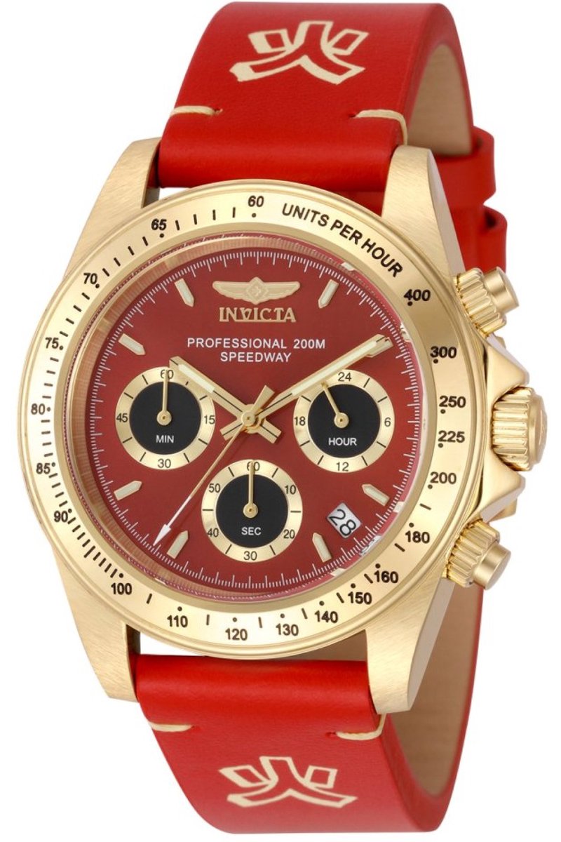 Invicta Speedway - Forces of Nature 49293 Heren Horloge - Waterdicht - Analoog - Quartz Uurwerk - Roestvrij Staal met rode Wijzerplaat - 39mm