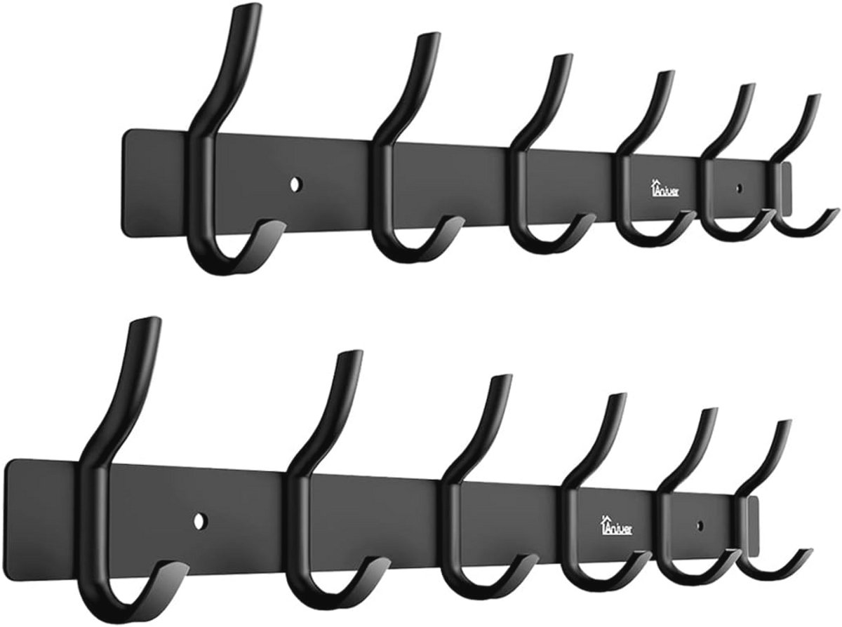 Kledinghanger met 6 haken en 20 kg draagkracht - Aluminium zwart