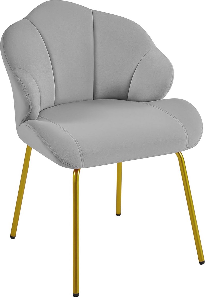 Moderne Fauteuil Loungestoel Schelpvorm, Gestoffeerde Stoel met Metalen Poten voor Woonkam