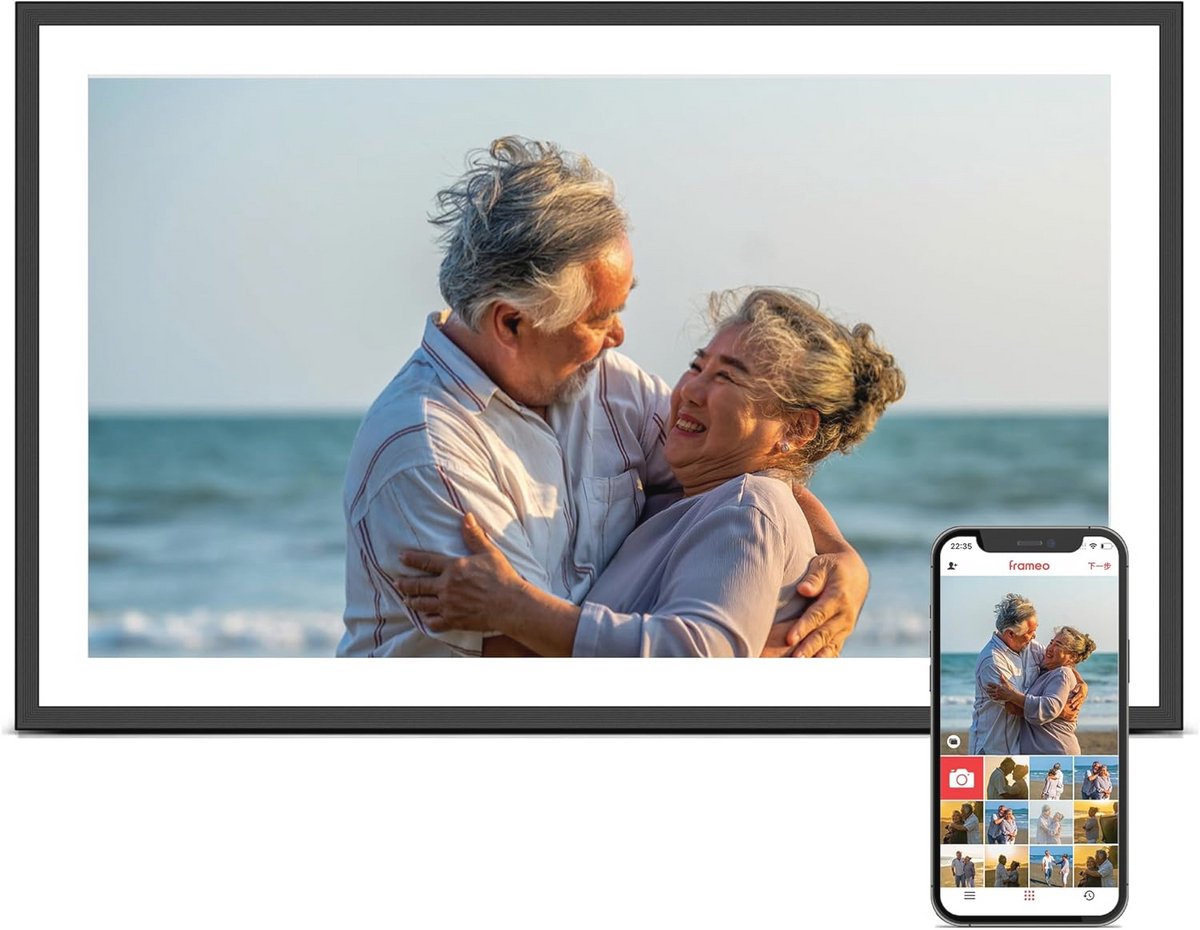 Digitale fotolijst 39,6 cm (15 inch) met Wifi, 32 GB opslag en 1920 x 1080 IPS HD-touchscreen