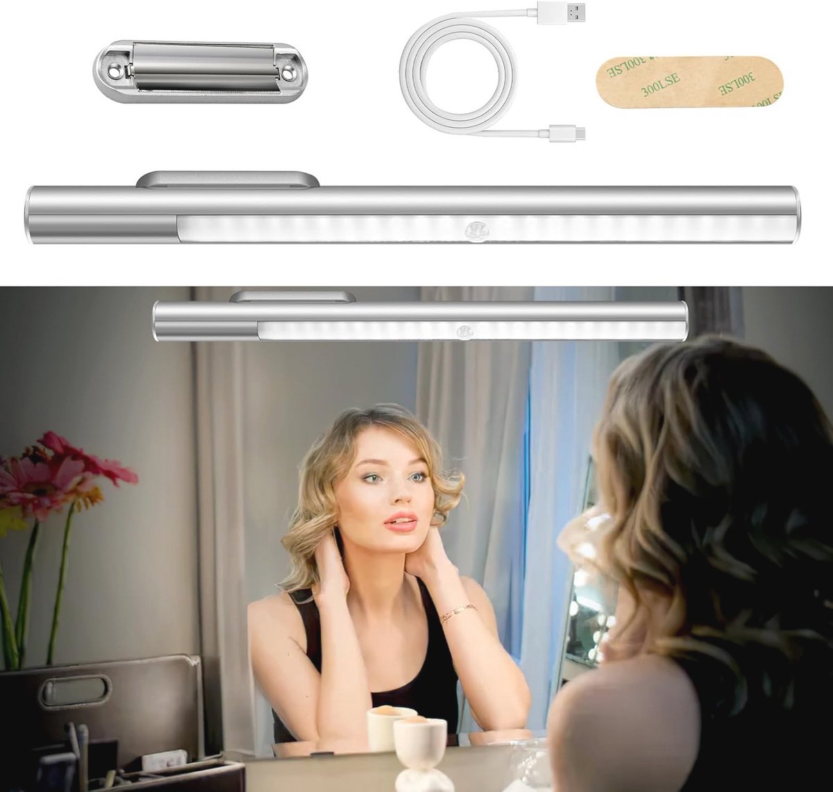 Draagbare LED-make-uplamp met Bewegingsmelder - Spiegellamp voor Perfecte Verlichting