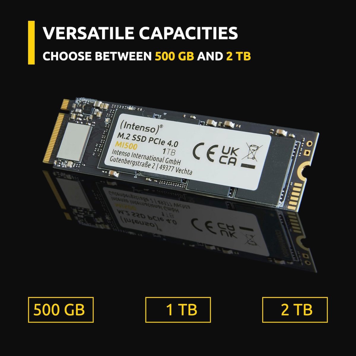 Intenso 1TB M.2 SSD PCIe Premium, tot 2100 MB/s, (PCI Express Gen.3x4 NVMe 1.3, Solid State Drive)