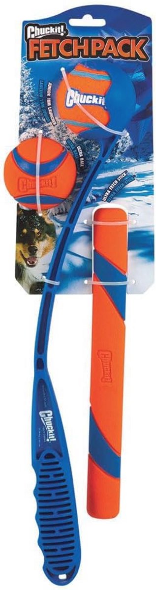Chuckit! Fetch Pack - Chuck It Dog Ball Launcher 18 M, tennisbal, ultra rubberen bal en ultra ophaalstok hondengeschenken, hondenspeelgoed onverwoestbaar hondenbal werper launcher