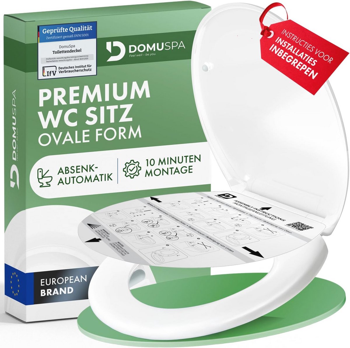 Toiletbril met Softclose en Antibacteriële Eigenschappen - Ovale WC-bril met Quick-Release Functie
