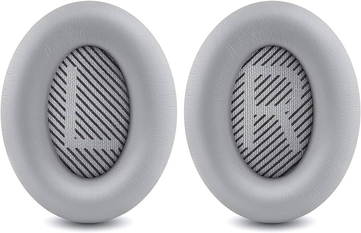 Lederen Set Oorkussens Geschikt Voor Bose Koptelefoon QuietComfort 35, QC35/QC35II/QC45/QC25/QC2/QC15/Soundtrue/Soundlink Around-Ear II AE2 headphones, Vervangende Kussens Voor Hoofdtelefoon - Grijs - 1 Paar