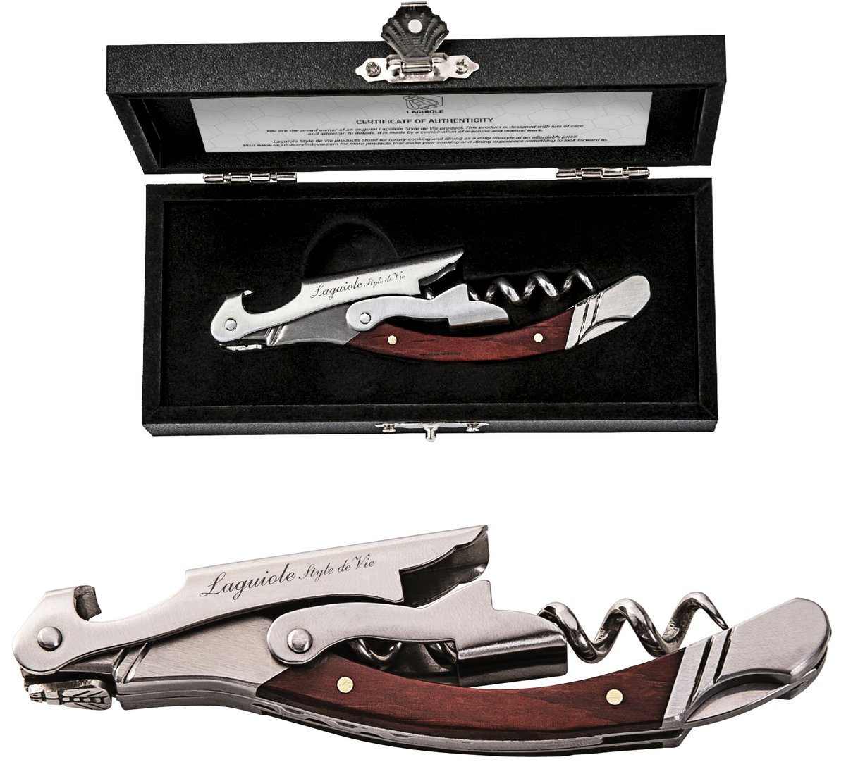 Laguiole Style de Vie Kurkentrekker - In giftbox - Rood pakkahout