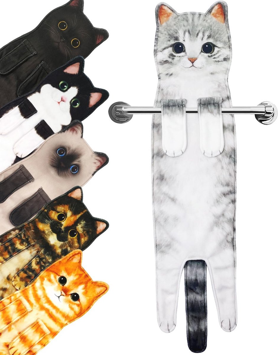 Grappige microvezel handdoek voor keuken en badkamer - Origineel cadeau-idee voor kattenliefhebbers
