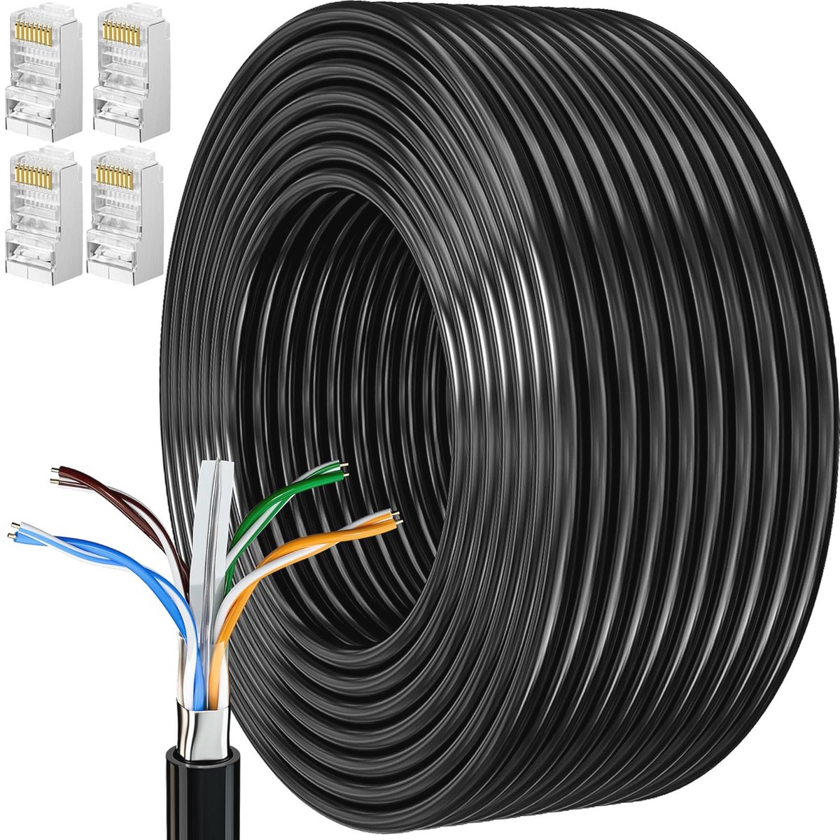 Cat 6 Netwerkkabel 20 Meter - Afgemeerd, Hoofdlijn, Waterdicht