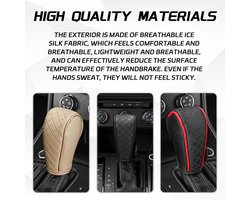 Omslag van Versnellingspookhoes van leer met diamantborduurwerk, duurzame pookknophoes ter bescherming van de versnellingspook, universele versnellingspookhoes als decoratief accessoire voor auto's, vrachtwagens en SUV's (beige)