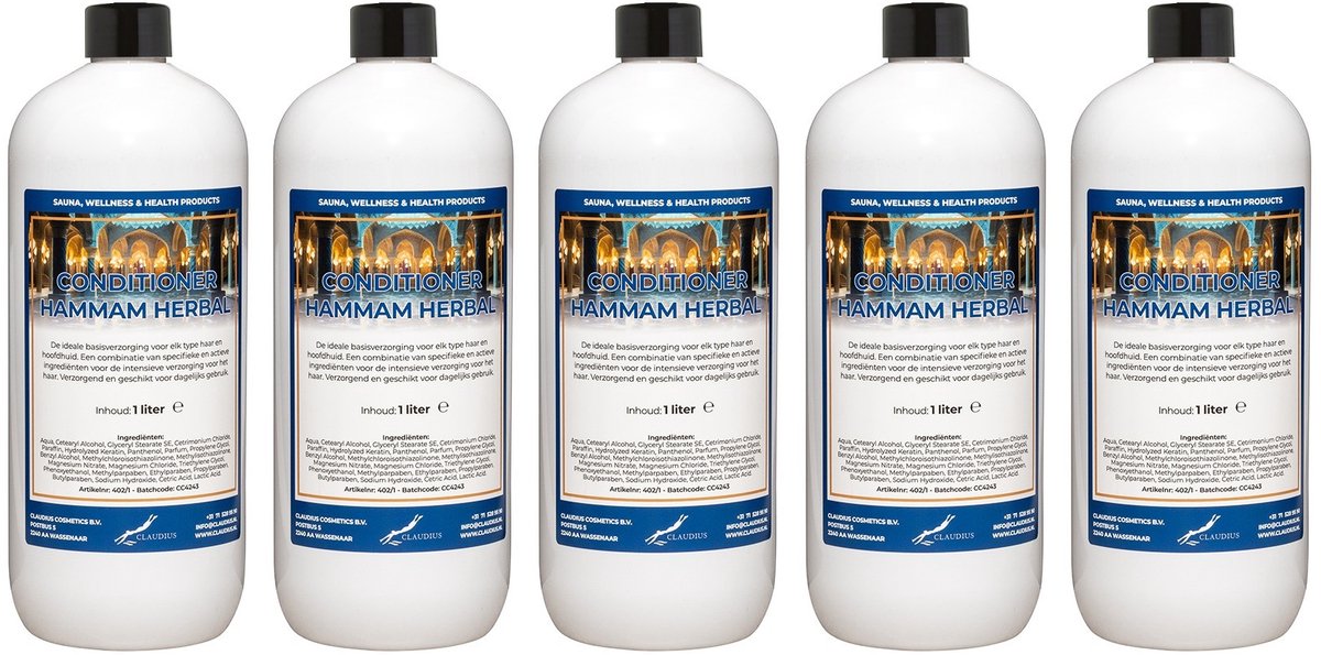 Hairconditioner Hammam Herbal 1 liter met dop - set van 5 stuks