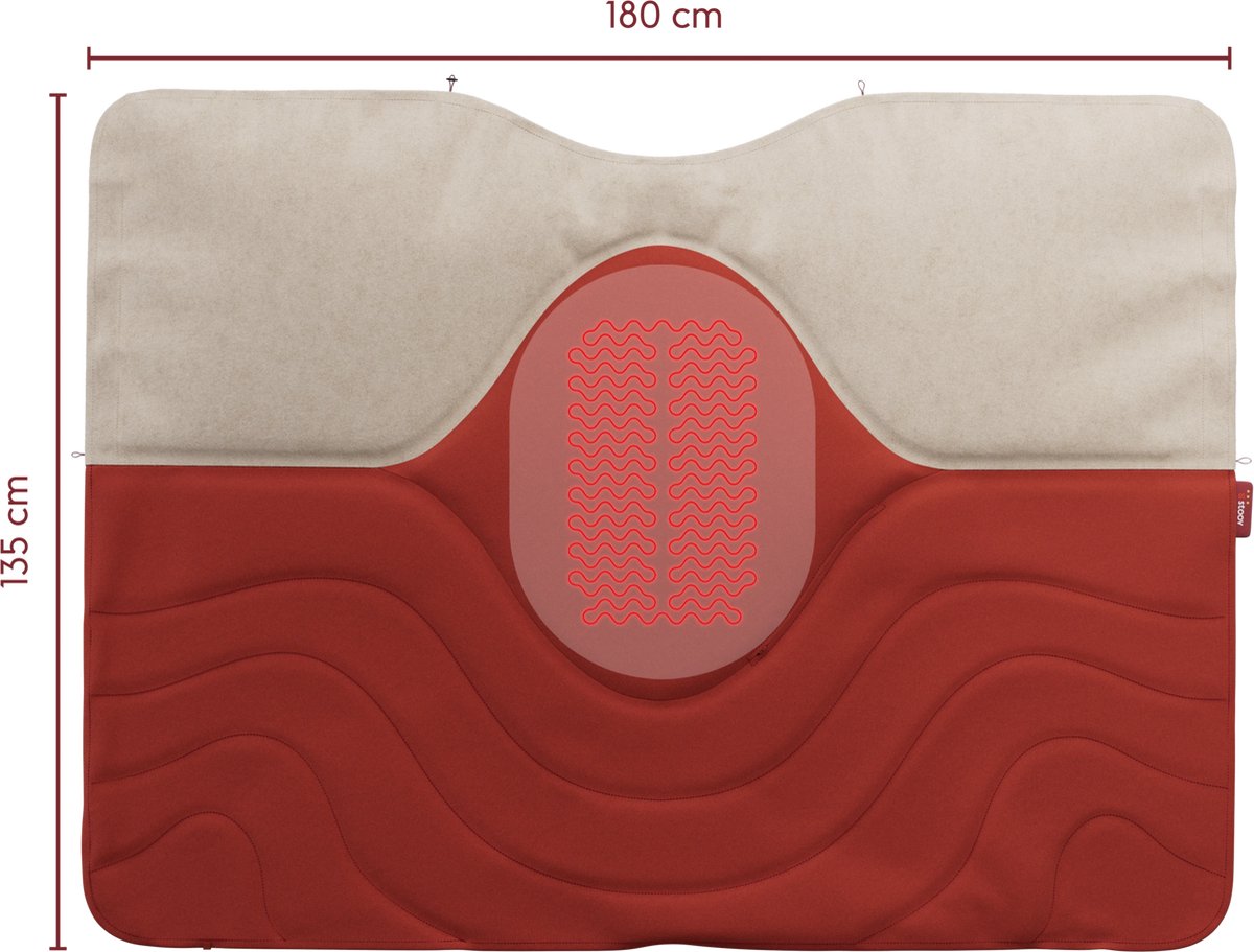 Stoov Huge Hug³ - Elektrische deken - Warmtedeken - Original Earth Red - 3 warmtestanden tot 58°C - Flex: 1,5 tot 3 uur – foto 8