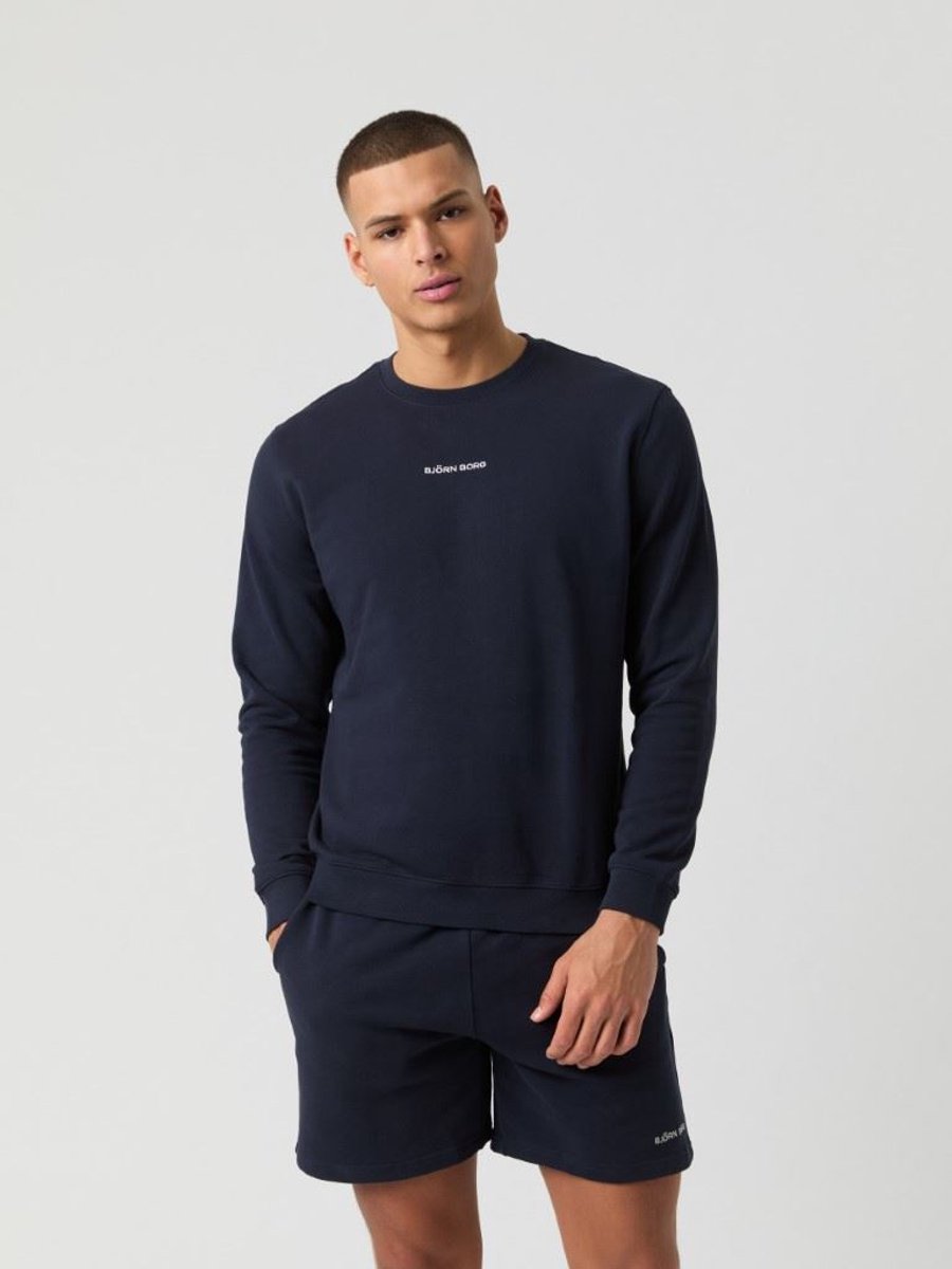 Björn Borg Borg Classic Sweater Heren Trui Met Lange Mouw Mannen - Katoen - Donkerblauw - Maat M