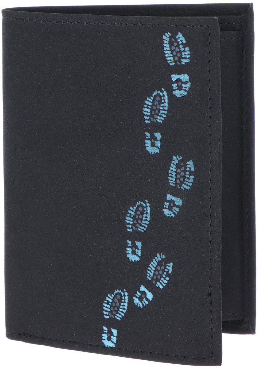 oxmox portemonnee New Cryptan Kombibörse Footsteps Print Cyan Black zwart